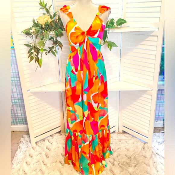 BOUTIQUE MULTI COLOR ADJUSTABLE STRAPE DRESS SIZE MED 1211 - Picture 2 of 7
